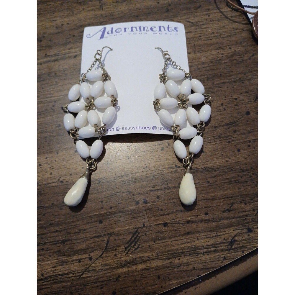 Adornments  For Your World Daisy Bead Drop Earrings Ivory